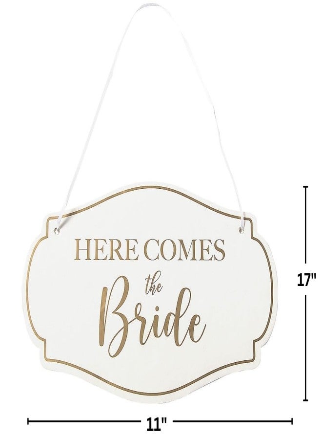 Fun Express Here Comes The Bride Wedding Sign – Elegant Rustic Wooden Design for Wedding Ceremony Aisle Décor – Photo Opportunities Bridal Walk Reception Perfect Wedding Decoration – 1 Piece - Image 3